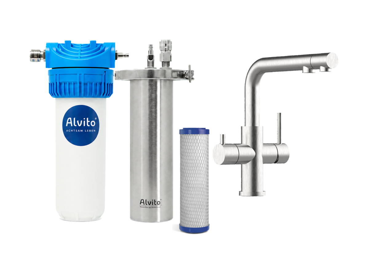 Filtergehäuse, Filterkartusche und Armatur für einen individuell zusammengestellten Einbau-Wunschfilter