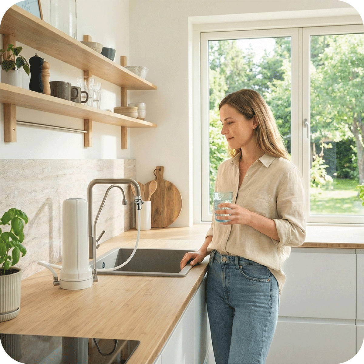 Auftisch-Wasserfilter in der Küche