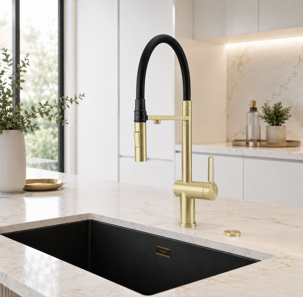 3-Wege-Armatur Primo Edelstahl – goldfarben
