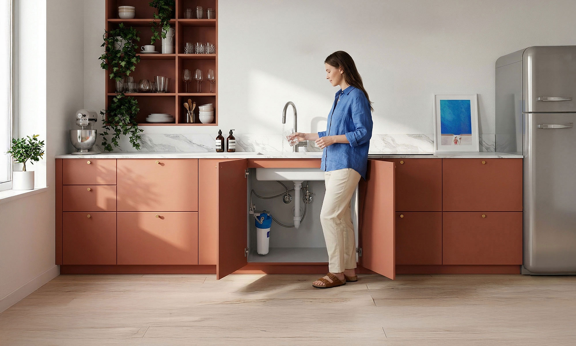 Einbaufilter Smart mit vorhandener Küchenarmatur