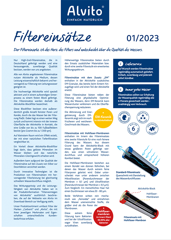 Filtereinsätze – Übersicht