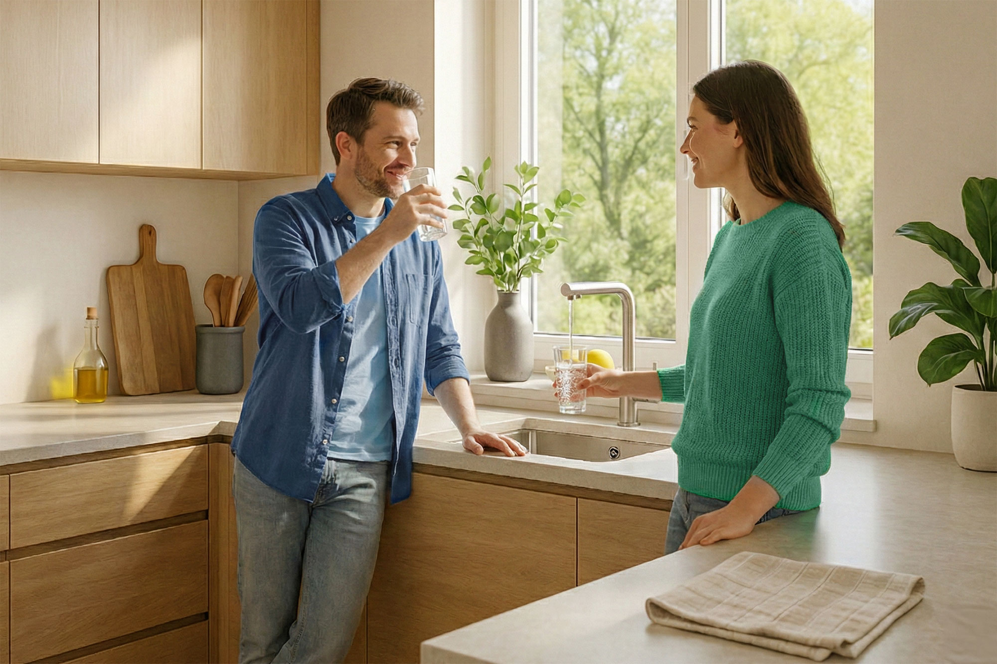 Paar in der Küche mit Alvito Wasserfilter